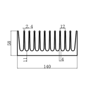 140x58mm Aluminum Heatsink – Efficient Heat Dissipation for Power Modules