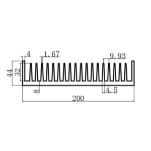 200x44mm Aluminum Heatsink – Enhanced Thermal Management for Electronics amplifier LED LCD