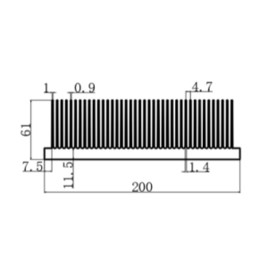 200x61mm Aluminum Dense-Fin Heatsink Radiator– Advanced Cooling for High-Load Power Amplifier Electronics