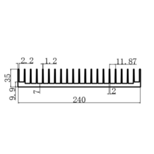 240x35mm Aluminum Heatsink – Streamlined Cooling for High-Power Electronics Applications